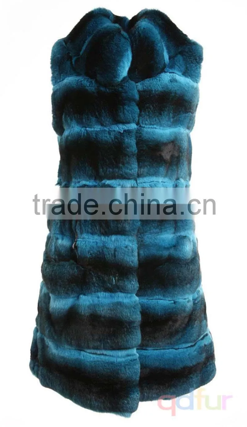QD30078 Womans Clothes of Chinchilla Fur Vest Designs Vests for Women Fur Gilet Vest