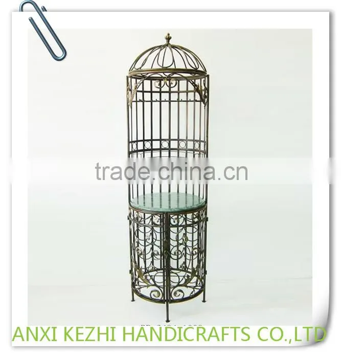 BR-2494-1009 Antique Metal Tall Birdcage Red Wine Display Bar Cabinet