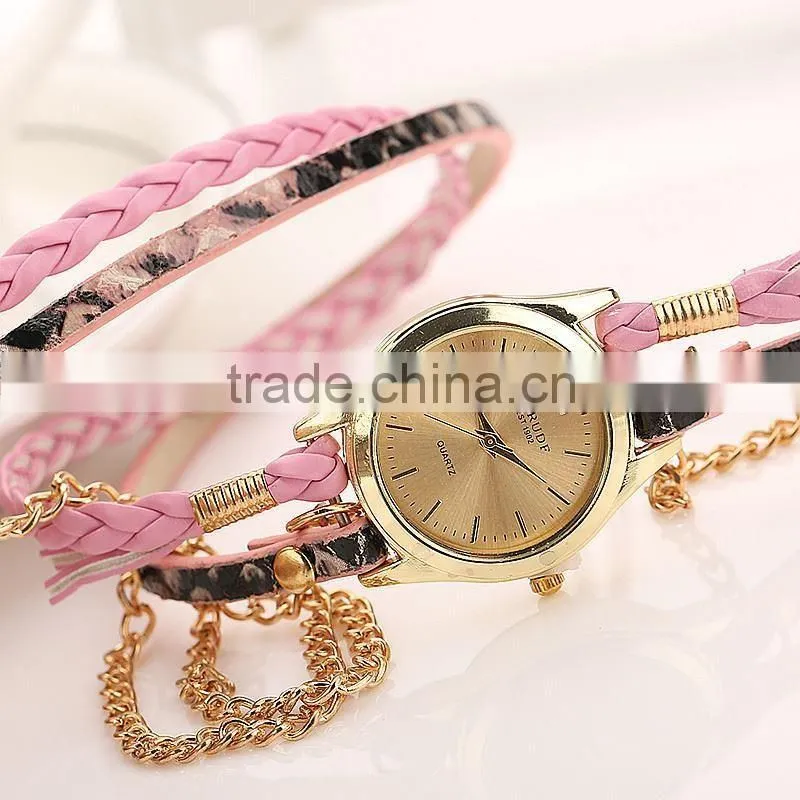 CARUDF Braided PU Leather Popular woman Quartz Watch Women Dress Watches Relogio Feminino Fashion Bracelet Watch montre femme
