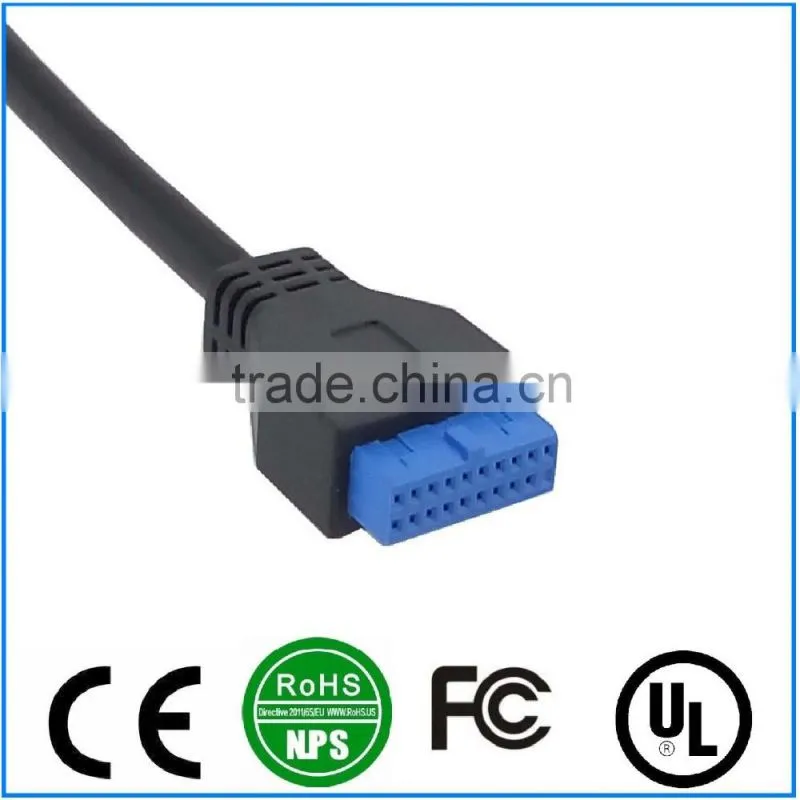 Panel Mount USB3.0 20Pin Extension Adapter Cable Mounting Ears with Screw