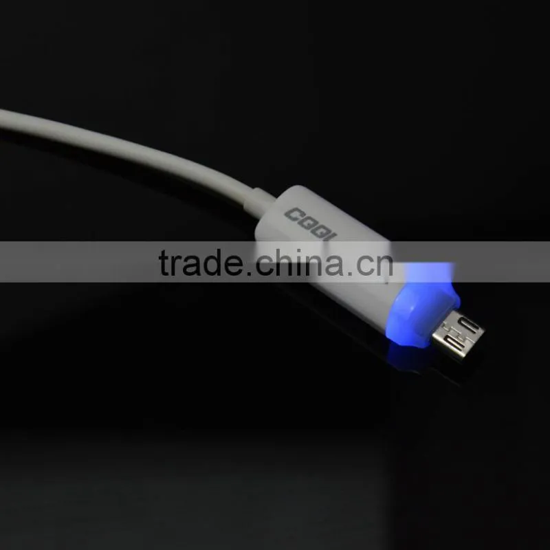 colored micro usb serial cable with led light
