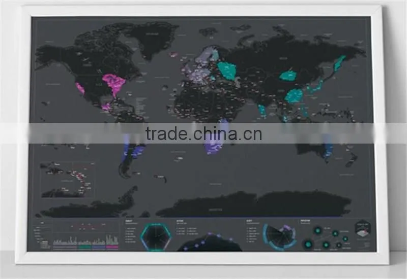 CT-723 Urban Edition FT Map Black Coated map Creative Footprint Travel Map