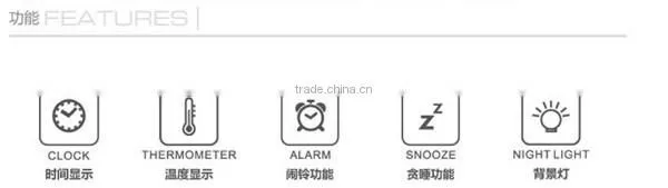 Fancy Colorful Advertising Desk Mini Low Light Alarm Clock With Thermometer Alarm Snooze /Electronic Items Manufacturer