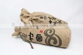 1 bottle eco-friendly jute drawstring wine bag