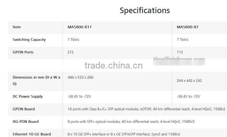 Huawei GPON OLT Fiber Equipment SmartAX MA5800-X7 MA5800-X17
