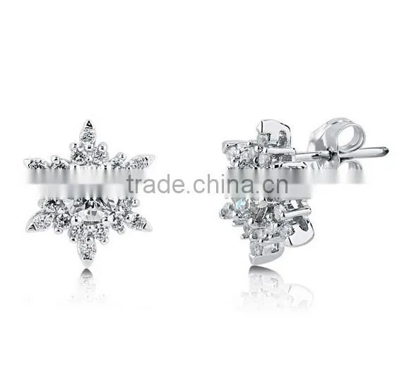STERLING SILVER CZ SNOWFLAKE EARRINGS AND PENDANT NECKLACE SET