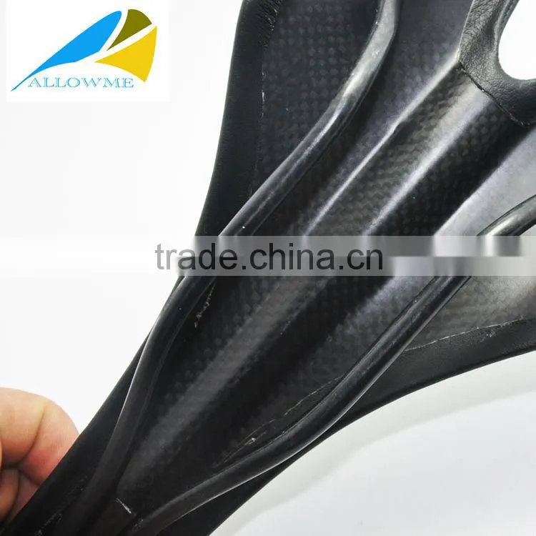 full carbon leather warped road racing bike saddle