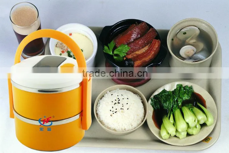 personalized food grade stainless steel lunch box 3 bowls container