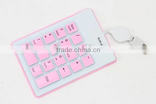PC USB silicon waterproof 18 keys numeric Keypad Pink