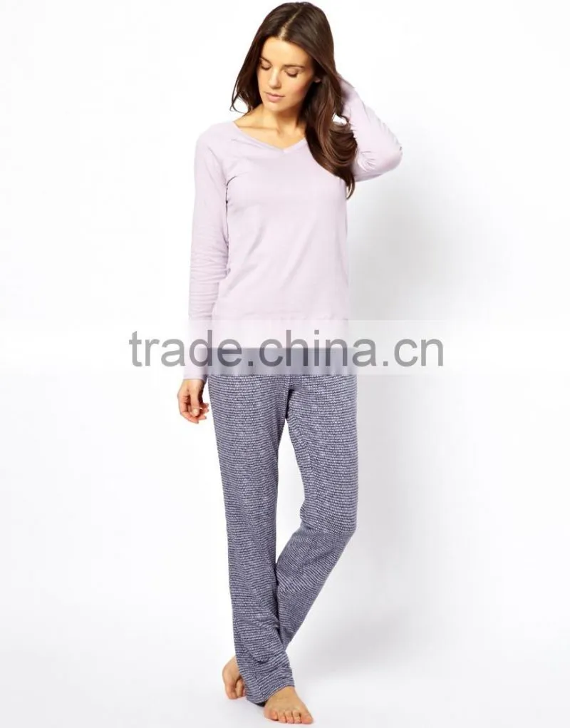 Rose Print Long Pajama Set