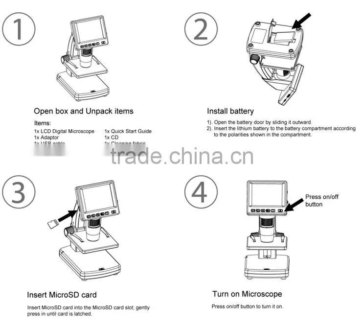 1000X 5M USB digital microscope with 3.5 inch LCD comply to CE/FCC/ROHS factory price