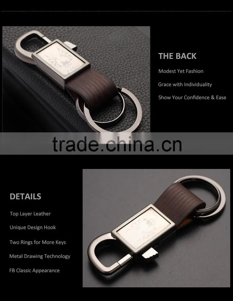 Sliding Hook Metal Handmade Leather Keyring
