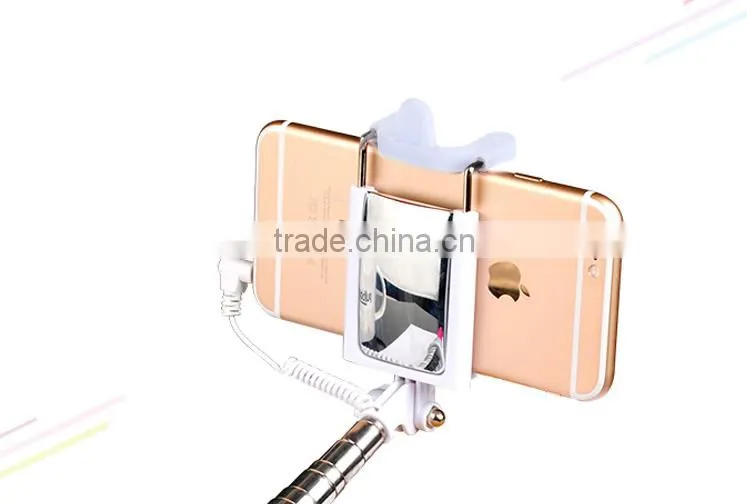 2015 Wholesale Lovely Cartoon Girl Design Portable Selfie Stick Wired Control