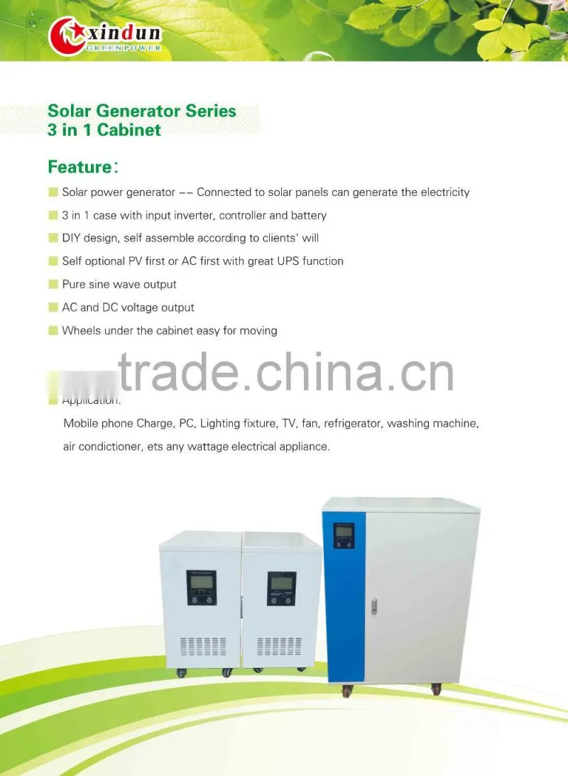 Xindun Power 500W-5KW 110v /220v 50/60HZ Inverter Battery Controller 3 in 1 Portable Cabinet/ DC to AC Solar Power Generator