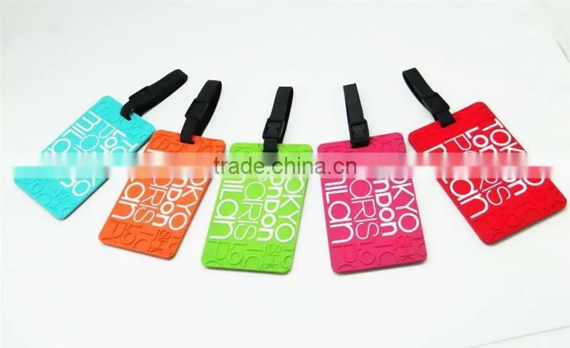 Custom Made Soft PVC Luggage Tag with Name Label/ silicone soft pvc luggage tag