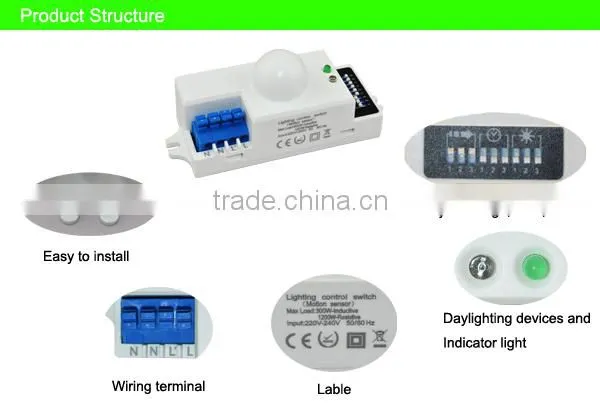 SK609 Hot sale microwave motion sensor ,110-130VAC,220-240VAC motion sensor light switch