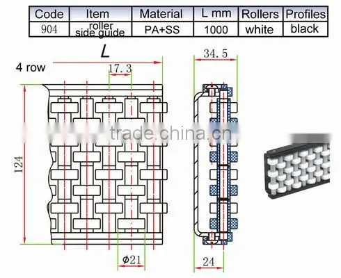 Conveyor Roller Side Guides Profiles 904