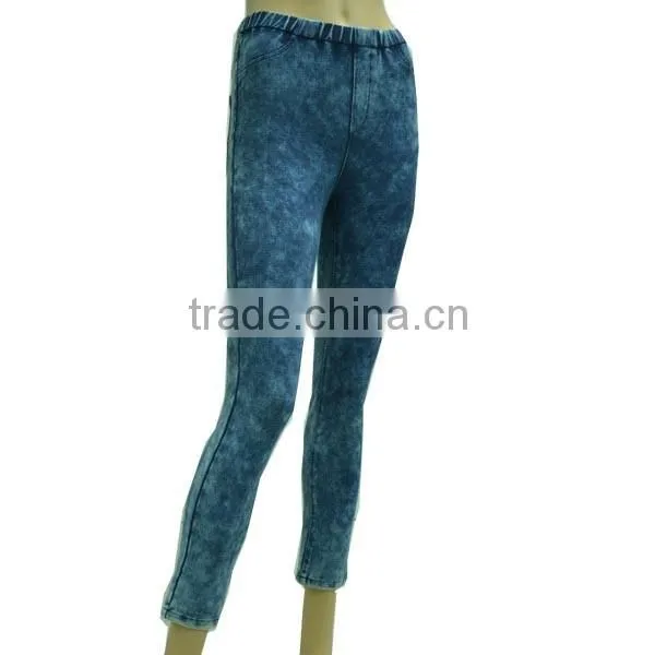 4 way stretch knitted denim fitness pull-on women's jeans sexy leggings