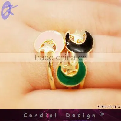 newest hot sale colour oil drip fashion moon transformable spittor ring