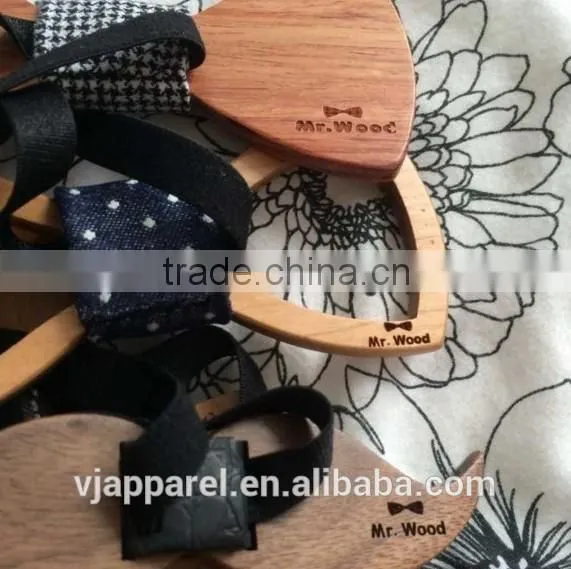 wholesale gift set handmade mens wooden/wood bow tie with denim fabric