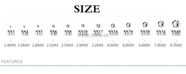 1440pcs SS3 to SS40 Clear Crystal Stone flatback Nail Art Rhinestone