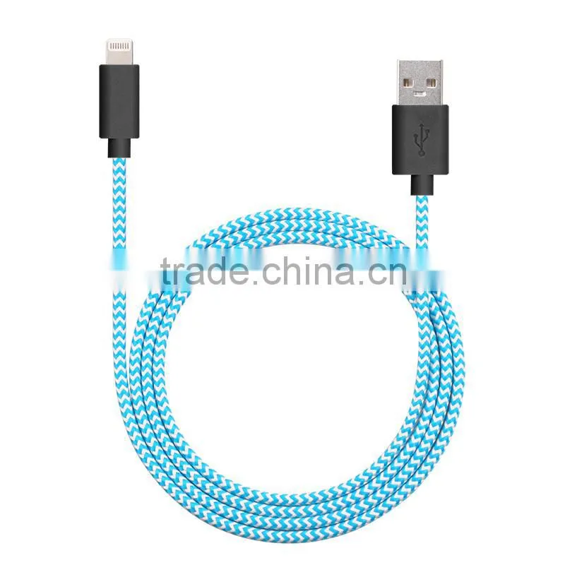 Fashionable custom MFi Nylon Braided 8pin data Cable for i6s
