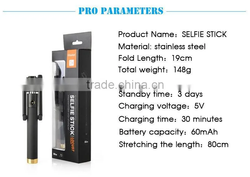 high-end innovative design travel snapshot camera tripod folding bluetooth selfie stick monopod for ios android smartphones