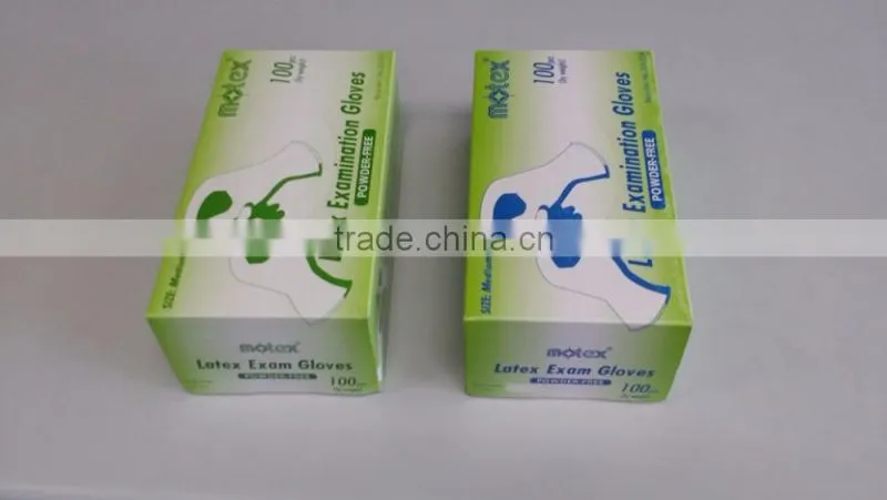 Powder free latex exam gloves