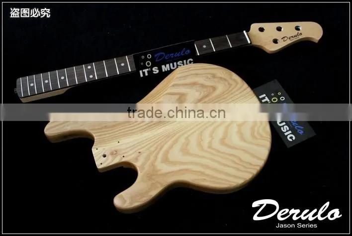 Diy High Quality Ash Wood Unfinished Electric Bass Guitar Kits 4 Strings