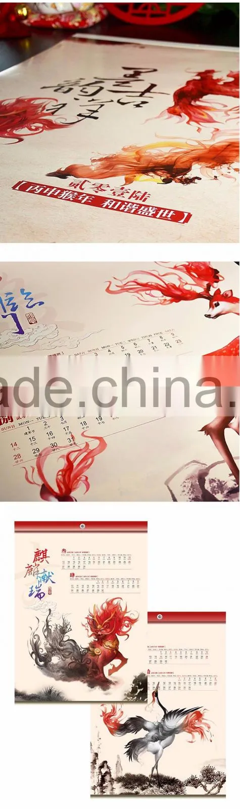 2016 ink auspicious calendar custom full color printing table calendar, table calendar wholesale