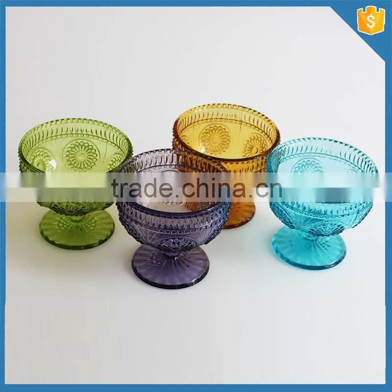 2015 New arrived colorful glass ice cream sugar bowl