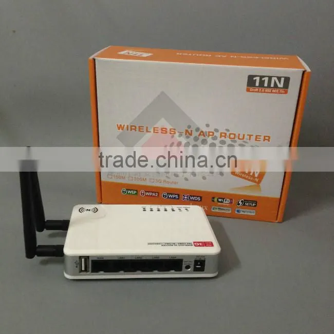 Factory Supply Ralink 3052 300Mbps 3G Wireless Router With 1 WAN Port 4 LAN Port 1 USB Port