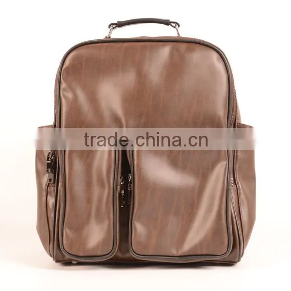 Fashion PU leather designer man laptop backpack bag