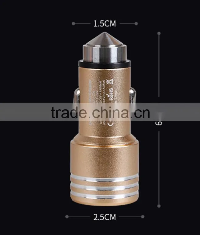 Metal Quick Charge 2.0 Car Mobile Charger Dual USB Output Quick Charge USB For Tablets ,mobile phone