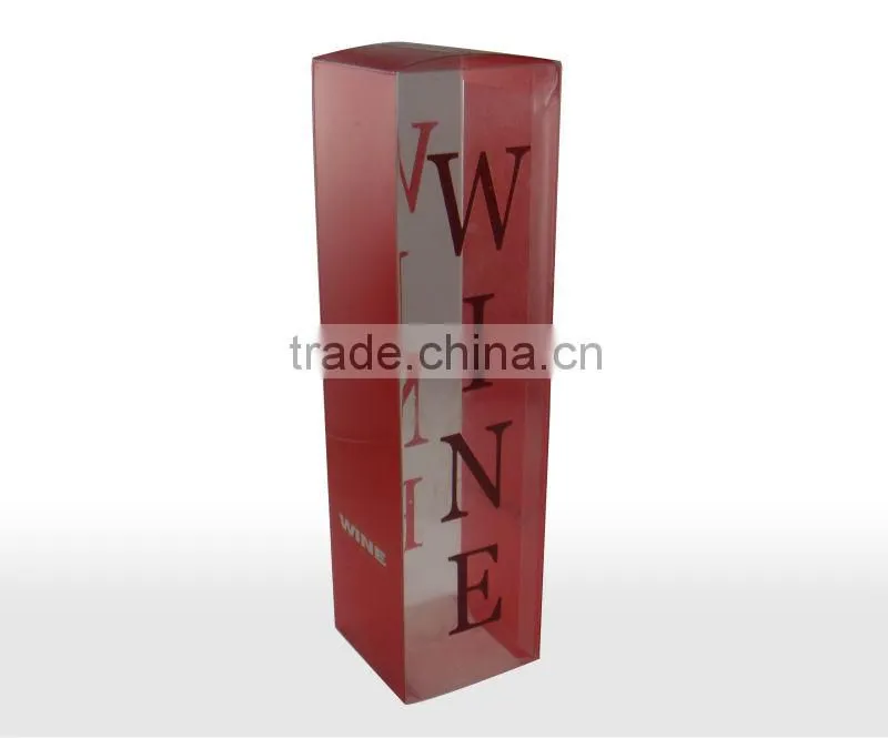 custom offest printing clear plastic single wine bottle gift box wholesale