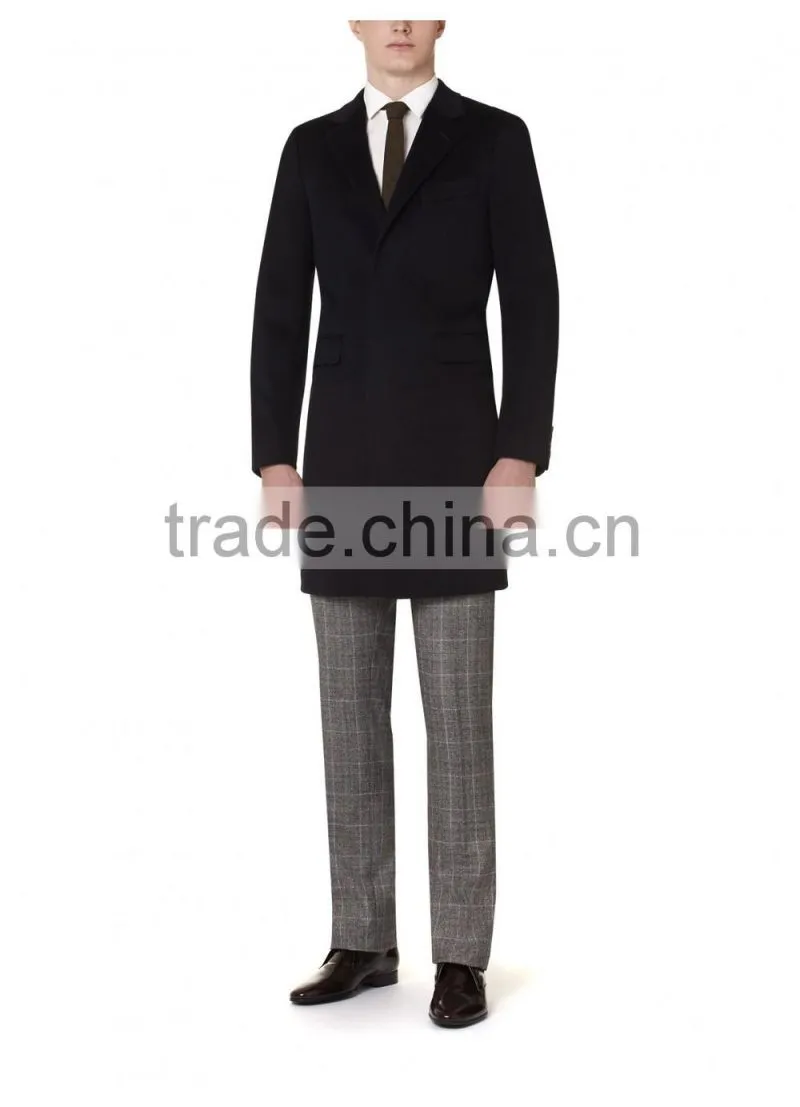 2014 new style 100% cashmere classic black custom winter coats