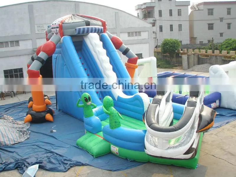 2016 hot sale Inflatable spaceship slide games park equipment for kids and adult