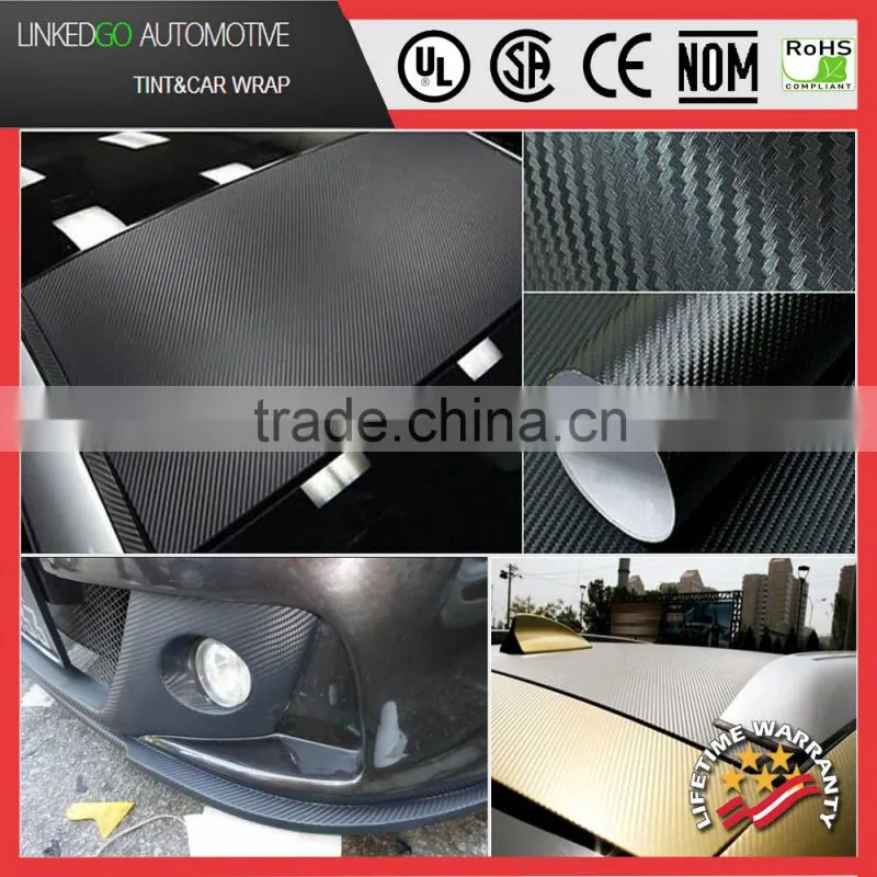 Wholesale fiber vinyl 1.52*30M waterproof black 3d carbon fiber vinyl