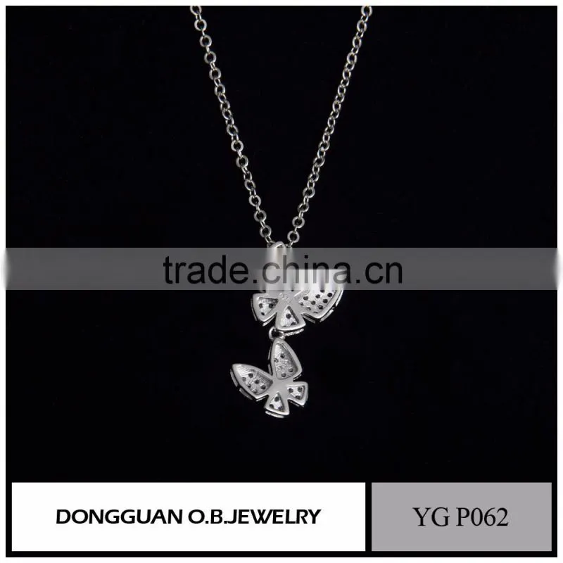 Fashion new designs white gold plated jewelry with white stone plated, hot selling crystal necklace