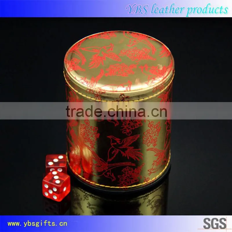 debossed genuine leather dice cup wholesale shaker cup