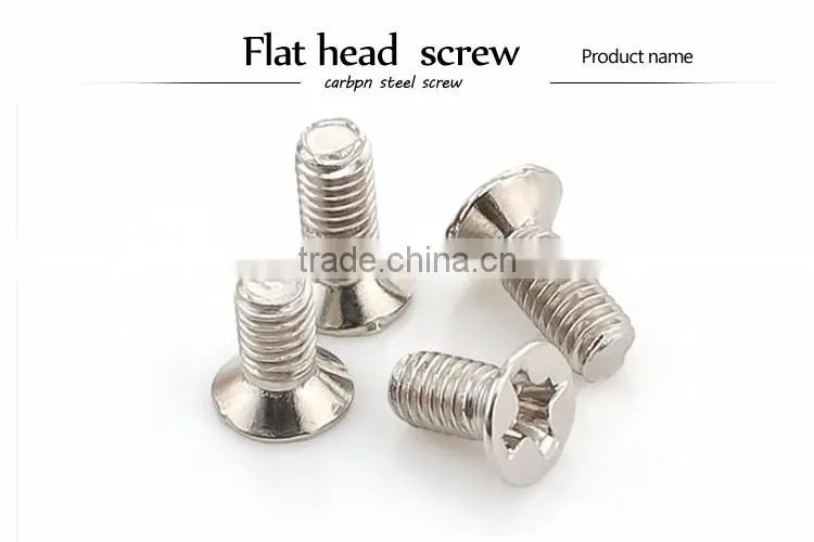 Carbon-steel black kilvery cross recessed plated flat head machine screw