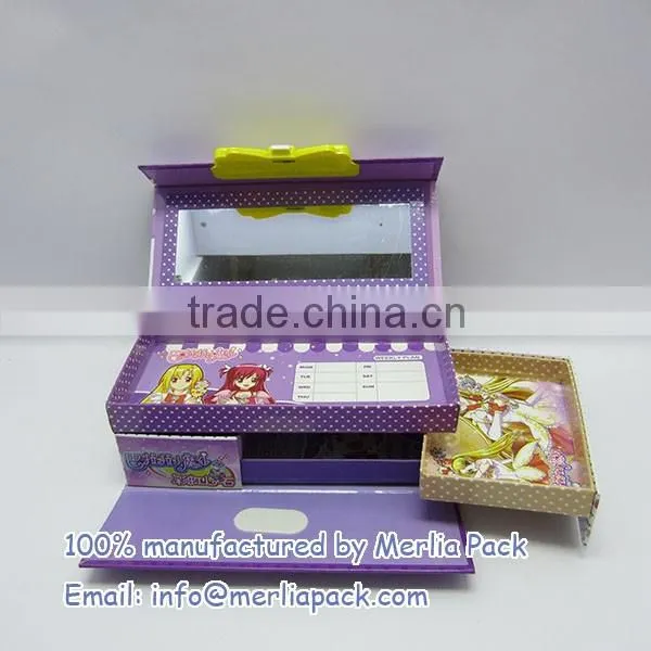 Sweet Paper Stationery Box 4 Layers Customized Eco Friendly Pencil Box Combination Lock