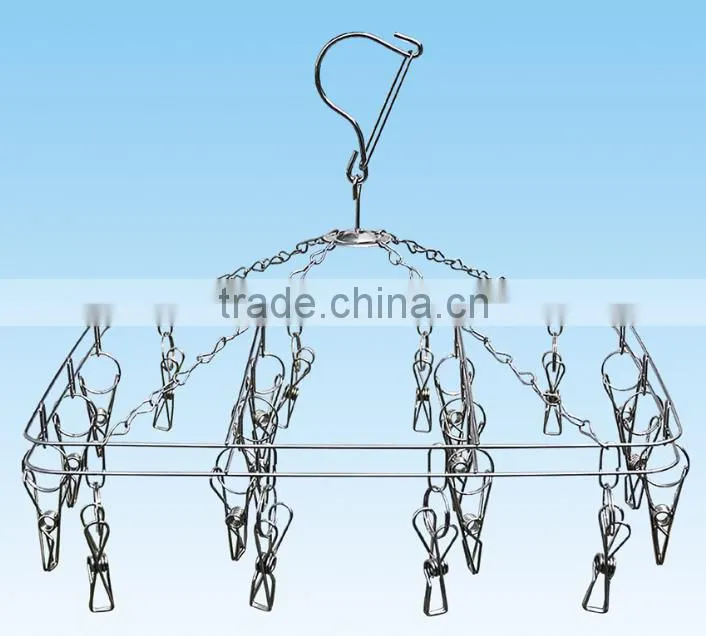 Clip and Drip Hanger Clothes Drying Hanger Rack with 20 Clips and Folding Plastic stainless steel clothes hanger