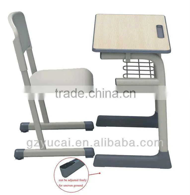 Single melamine board school desk with chairs