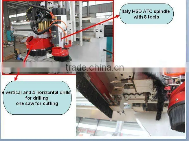 Wood Cabinet ATC CNC Router with drill and saw