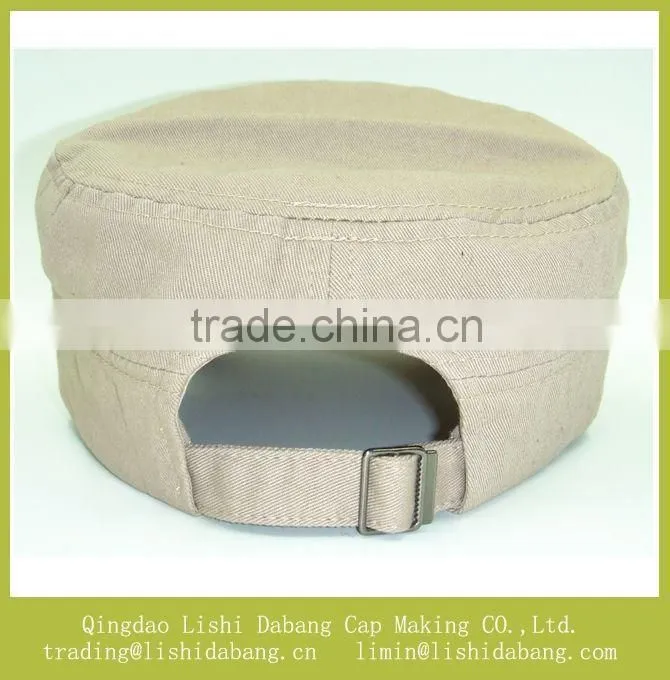 Cotton twill material printed army hats, flat top military cap travel