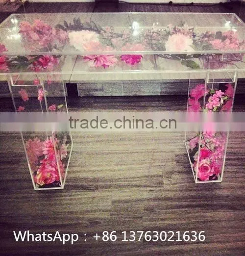 2016 arcylic wedding table for bride and groom , wedding mandap table