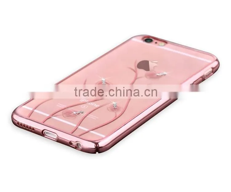 360 Degree Full Protective Case for iPhone 6/6 Plus Electroplating Crystal Dimond Hard PC Back Cover