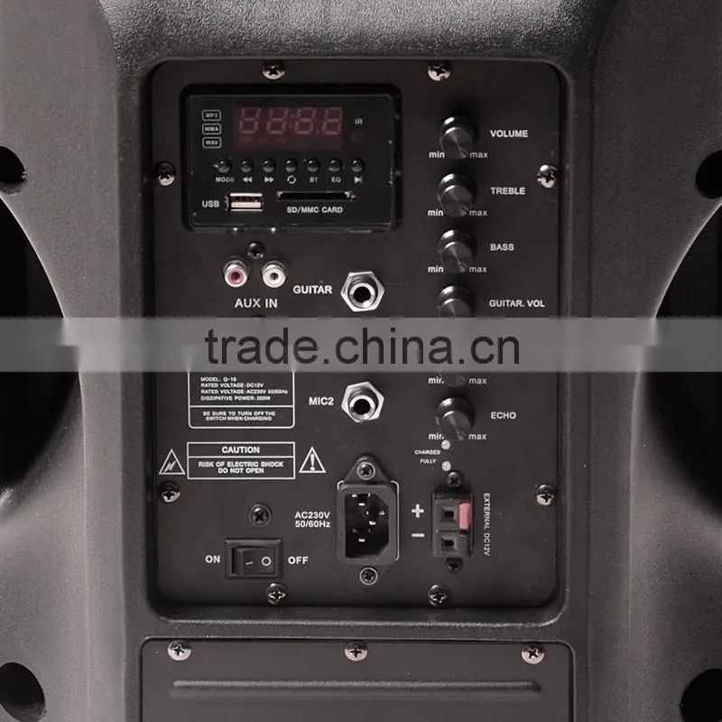 Professional PA active trolley rechargeable speaker with bluetooth FM