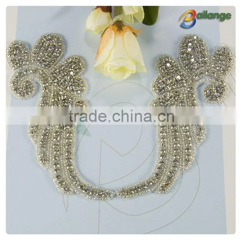 2016 rhinestone bridal applique for cheap wedding dress with typical design